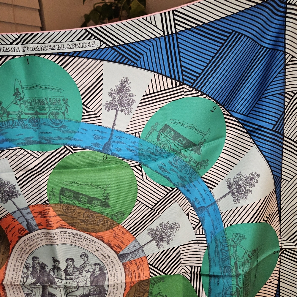 Hermes Jeu des Omnibus et Dames Blanches Silk Scarf - Picture 5 of 15